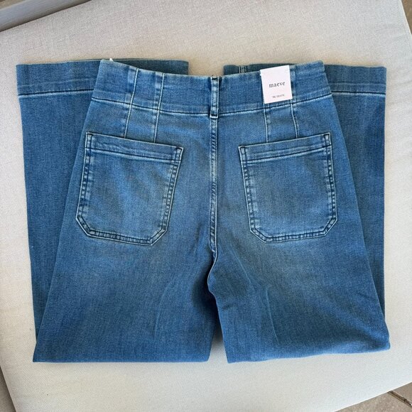 NWT Anthropologie The Colette Crop Wide-Leg Jeans Maeve Medium Blue Denim 27 - Picture 5 of 11